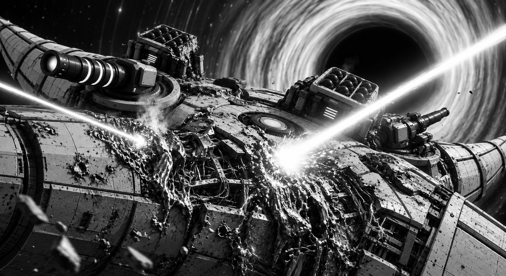 A Tavr enduring enemy laser fire